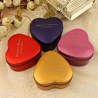 Personlized Small Heart Shaped Favor Tin   Set of 24(More Colors)