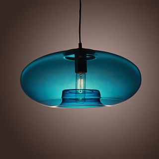 60W Modern Glass Pendant Light in Blue Bubble Design