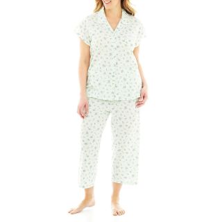 Earth Angels Short Sleeve Shirt and Pants Pajama Set   Plus, Mnt Ditsy Floral,