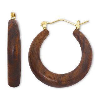 MIXIT Wooden Hoop Earrings, Brown