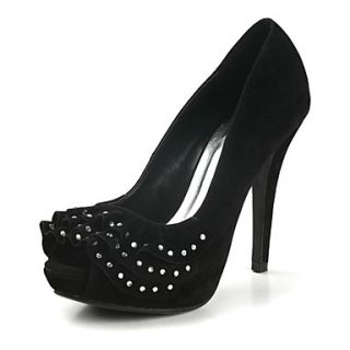 Suede Stiletto Heel Peep Toe Pumps Party / Evening Shoes With Rhinestone