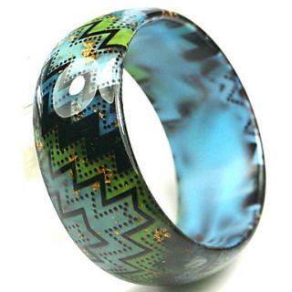 Ladies Resin Round Bangles Classic Bracelet In Blue Veins And Pink