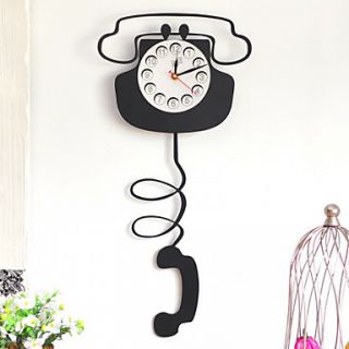 21H Telephone Patterned Wall Clock in Metal