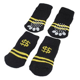 Black with Yellow Stripes Anti Skid Socks for Dogs (S L)