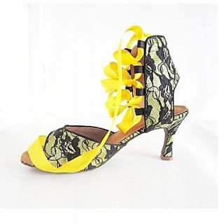 Customized Womens Lace Ankle Strap Latin / Ballroom Dance Shoes With Ribbon (More Colors)