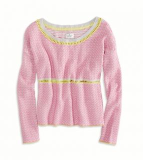 Pink AE Reverse Stitch Cropped Sweater, Womens L