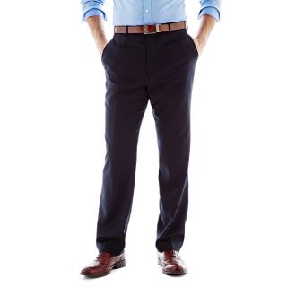 Stafford 100% Wool Flat Front Suit Pants   Slim Fit, Navy, Mens