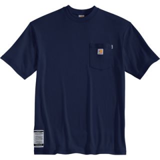 Carhartt Flame Resistant Short Sleeve T Shirt   Dark Navy, 2XL, Tall Style,