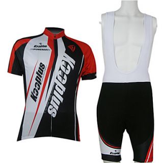 Kooplus Mens BIB Short Sleeve Cycling Suits (Red and White)