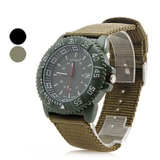 Unisex Outdoor Sports Style Fabric Analog Quartz Wrist Watch with Calendar (Assorted Colors)