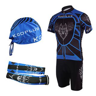 Cycling BIB Suits with Head Scarf and Arm Warmers(Blue and Black)