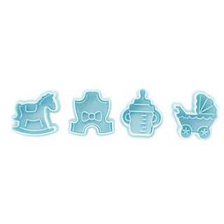 Toy Pattern Cake and Cookie Cutter Mold with Plunger (4 Pieces)
