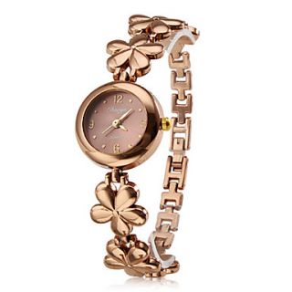 Womens Fashionable Style Alloy Analog Quartz Bracelet Watch (Bronze)