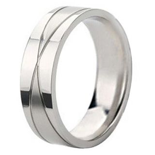 Unisex Cross Line Titanium Steel Ring