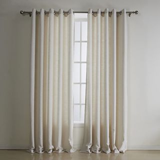 (One Pair) Classic Solid Beige Polyester Energy Saving Curtain