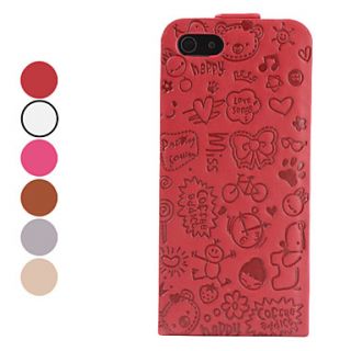 Cartoon Pattern Folding Leather Case for iPhone 5/5S (Assorted Colors)