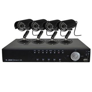 4 Channel HD Dvr Kit with 4 Channel D1 Recording And 4 Channel 600TVLine CMOS Camera