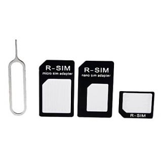 3 In 1 SIM Card Adapter and Eject Pin for iPhone 5, iPhone4 and 4S (Assorted Colors)