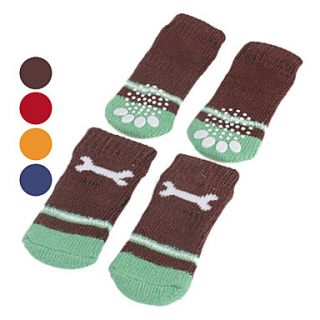 Single Stripe with Bone Pattern Anti Skid Socks for Dogs (S L, Assorted Colors)