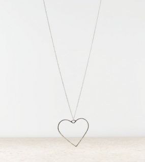 Silver AEO Open Heart Necklace, Womens One Size