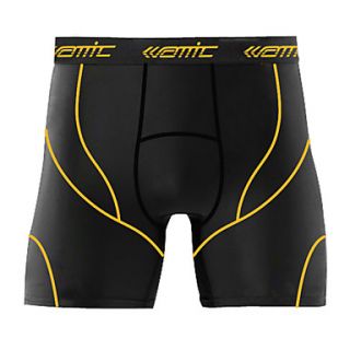 Santic Mens 200G Anti Microbial Superfine Spandex Short Leggings with Yellow Line Pattern