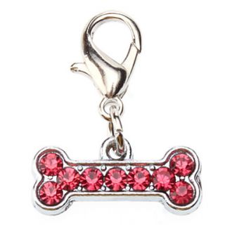 Rhinestone Decorated Dog Bone Style Collar Charm for Dogs Cats