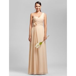 Sheath/Column One Shoulder Floor length Chiffon Bridesmaid Dress