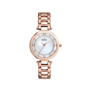 Bulova Womens Rose Tone Bracelet Watch