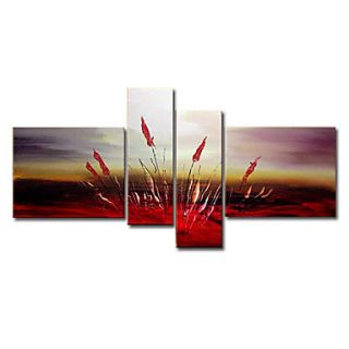 Hand painted Oil Painting Abstract Oversized Wide Set of 4