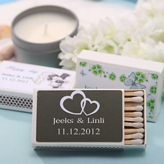 Personalized Matchboxes   Double Hearts (Set of 12)