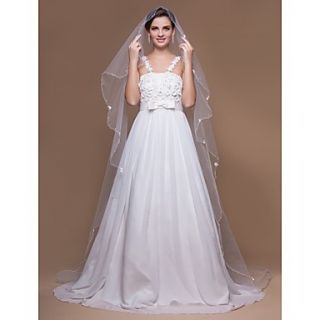 One tier Chapel Wedding Veils With Scalloped/Pencil Edge (More Colors)