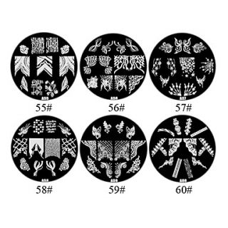 1PCS 2D Metal Flowers Nail Art Image Stamp Plate (Assorted Colors,NO.55 60)