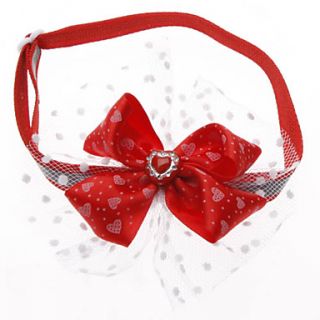 Heart Pattern Tulle Style Tiny Adjustable Bow Tie for Dogs Cats