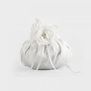 Satin with Flower and Crystal Wedding Bridal Purse(More Colors)