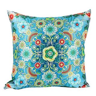 Country Style Blue Silk Decorative Pillow Cover