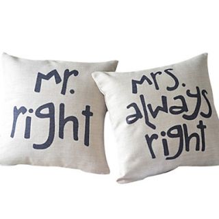 Set of 2 Romance of Couple Cotton/Linen Decorative Pillow Cover