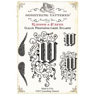 Something Tattered Monogram Initial Clear Stamps 4 X4  W
