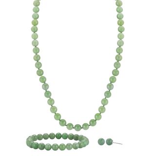Green Jade Bead 3 pc. Boxed Jewelry Set, Womens