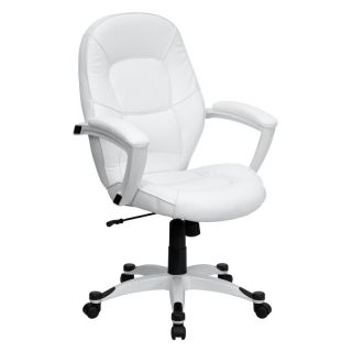 Flash Furniture Mid Back Executive Office Chair   White Leather   QD 5058M 
