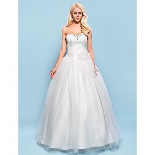 Ball Gown Sweetheart Floor length Satin And Tulle Wedding Dress