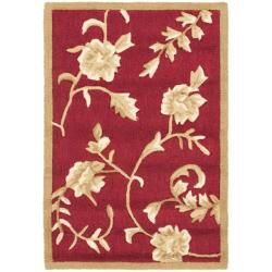 Hand hooked Trellis Red/ Gold Polypropylene Rug (2 X 3)