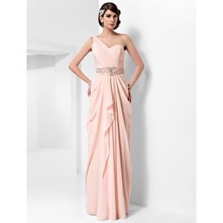 Sheath/Column One Shoulder Floor length Chiffon Evening/Prom Dress (493596)