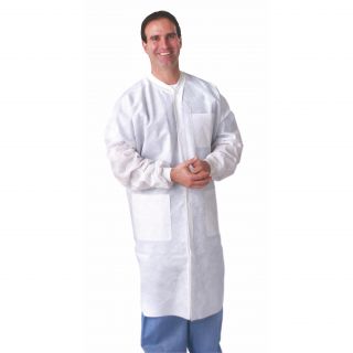 Medline Lab Coat, Sms, Knit Collar, White, S (bulk Pack Of 30)