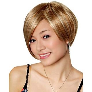 Capless Short Golden Brown With Blonde Synthetic Bob Hair Wig