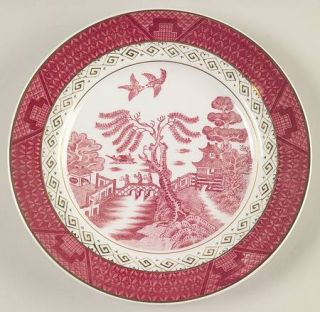 Nikko Pink/Red Willow Salad Plate, Fine China Dinnerware   Double Phoenix,Pink/R