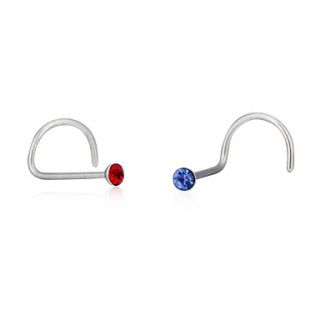Stainless Steel with Multicolor Rhinestone Irregular Nose Rings(Set of 10)(Random Color Delivery)