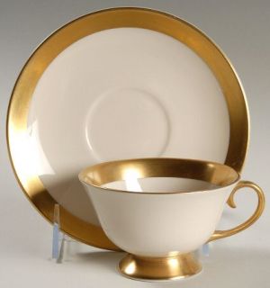 Flintridge Marlo (Gold/Rim/Verge) Footed Cup & Saucer Set, Fine China Dinnerware