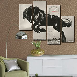 Modern Style Horse Wall Clock in Canvas 4pcs