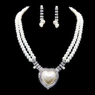 Lovely Imitation Pearl With Rhinestone Womens Jewelry Set Including Necklace,Earrings