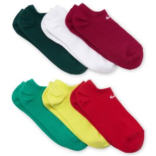 Nike 6 pk. No Show Socks, Yl Pk Rd Wt Grn Gr, Womens